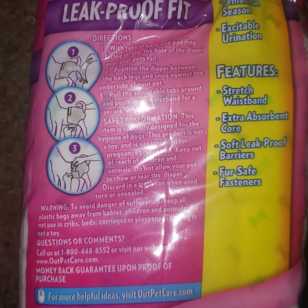 OUT! 14 DISPOSABLE DOG DIAPERS M-L Medium / Large 18-25